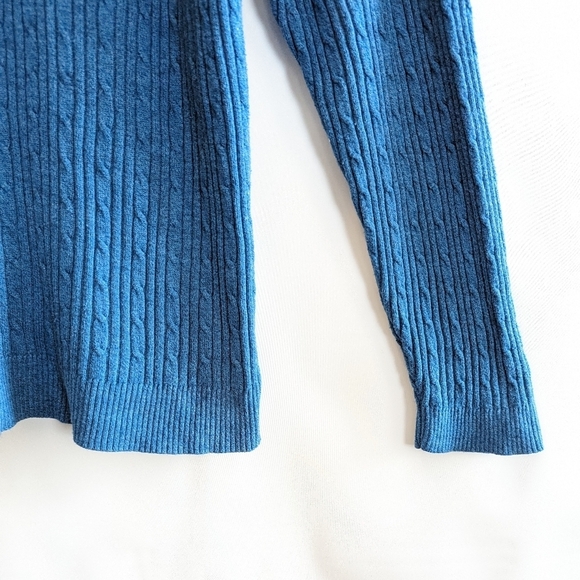 Lane Bryant V-Neck Cable Sweater 18/20 Blue Lightweight Knit - Picture 6 of 12